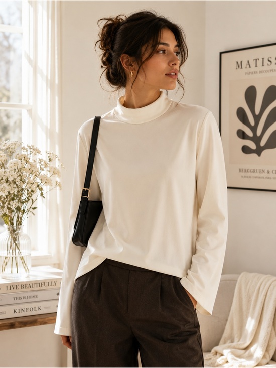 Theory Tops - Never Worn Theory Ivory Mock Neck Top Size L